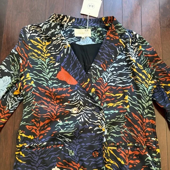 Carolina K NWT Terra Blazer Size M Animal Print Lightweight Floral Colorful - Picture 2 of 7
